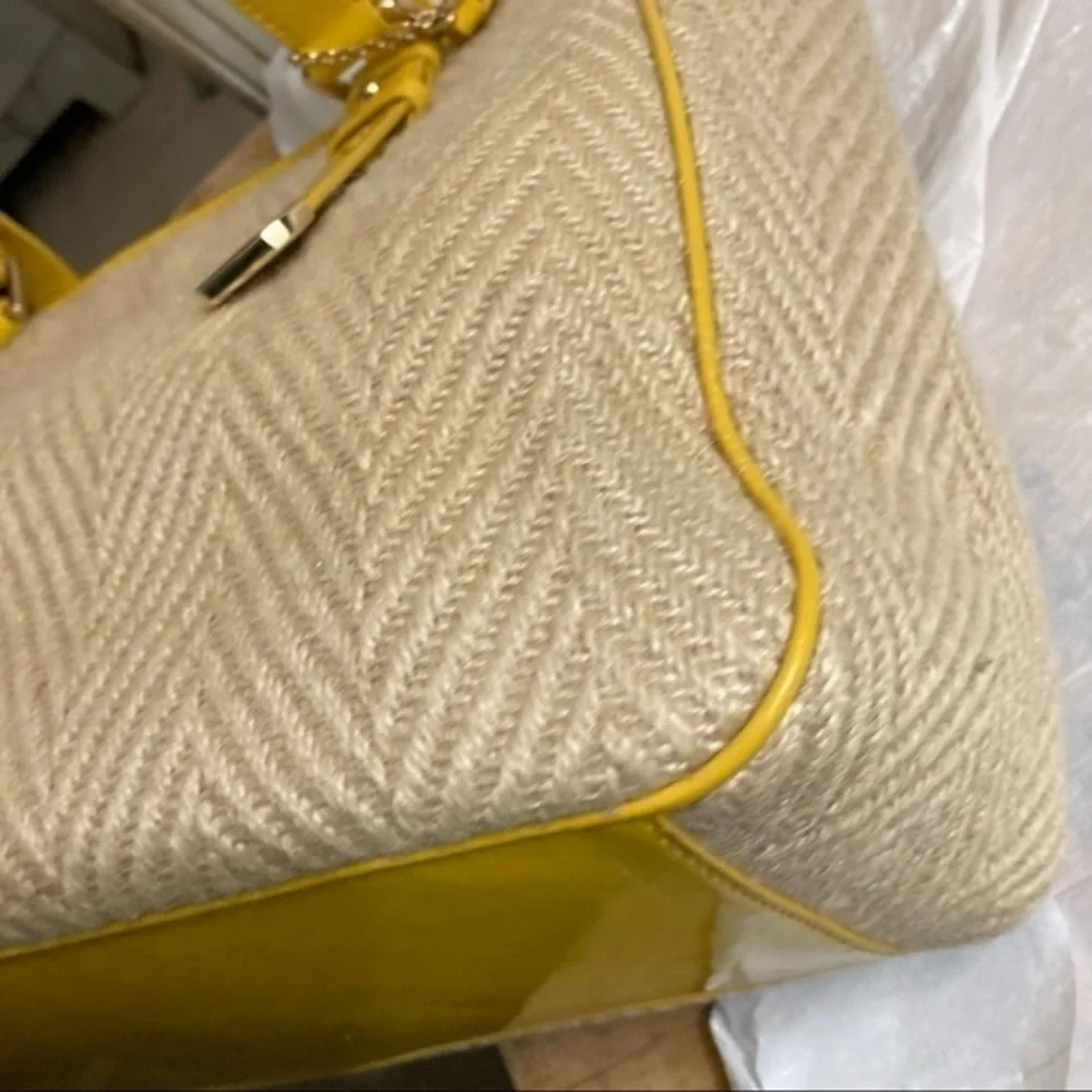 Cole haan wicker and yellow Jersey sea eat west tote nwt - Picture 8 of 13